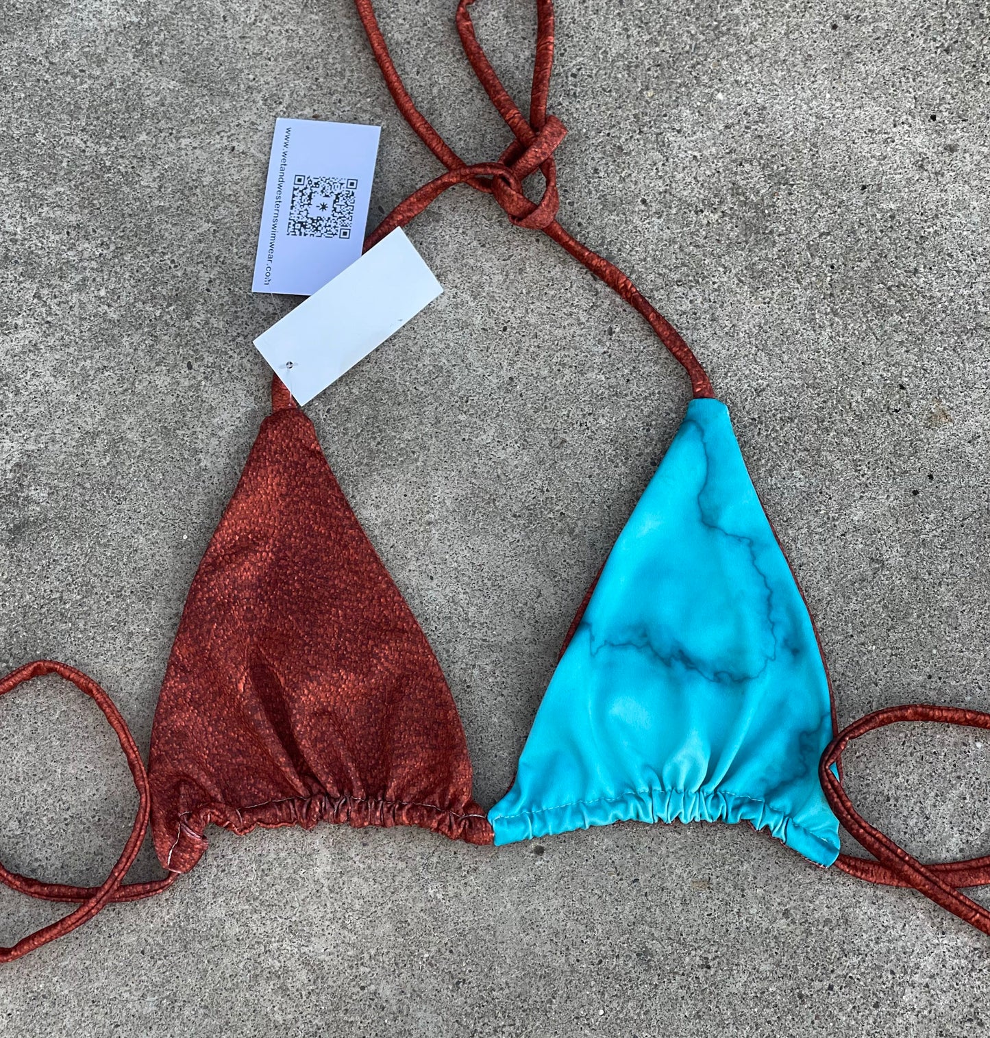 Turquoise Leather Swimsuit Top
