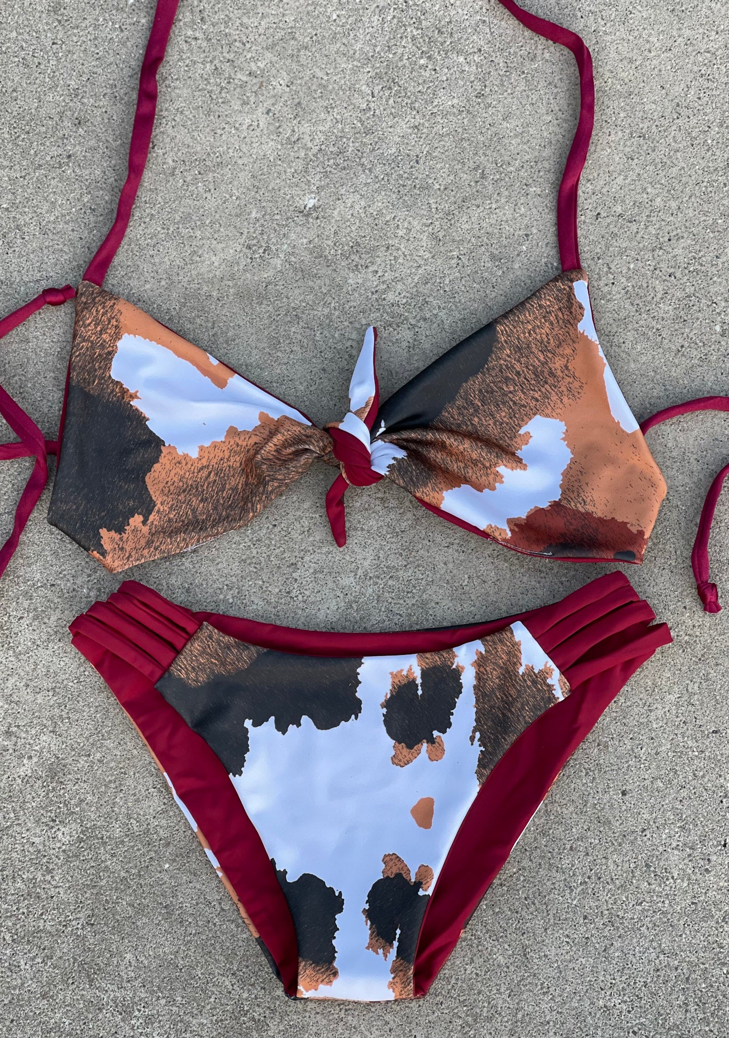 Brown Cow Print Swimsuit