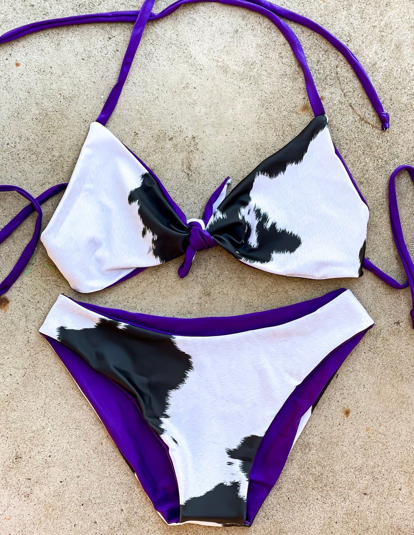 Black and White Cow Print Swimsuit