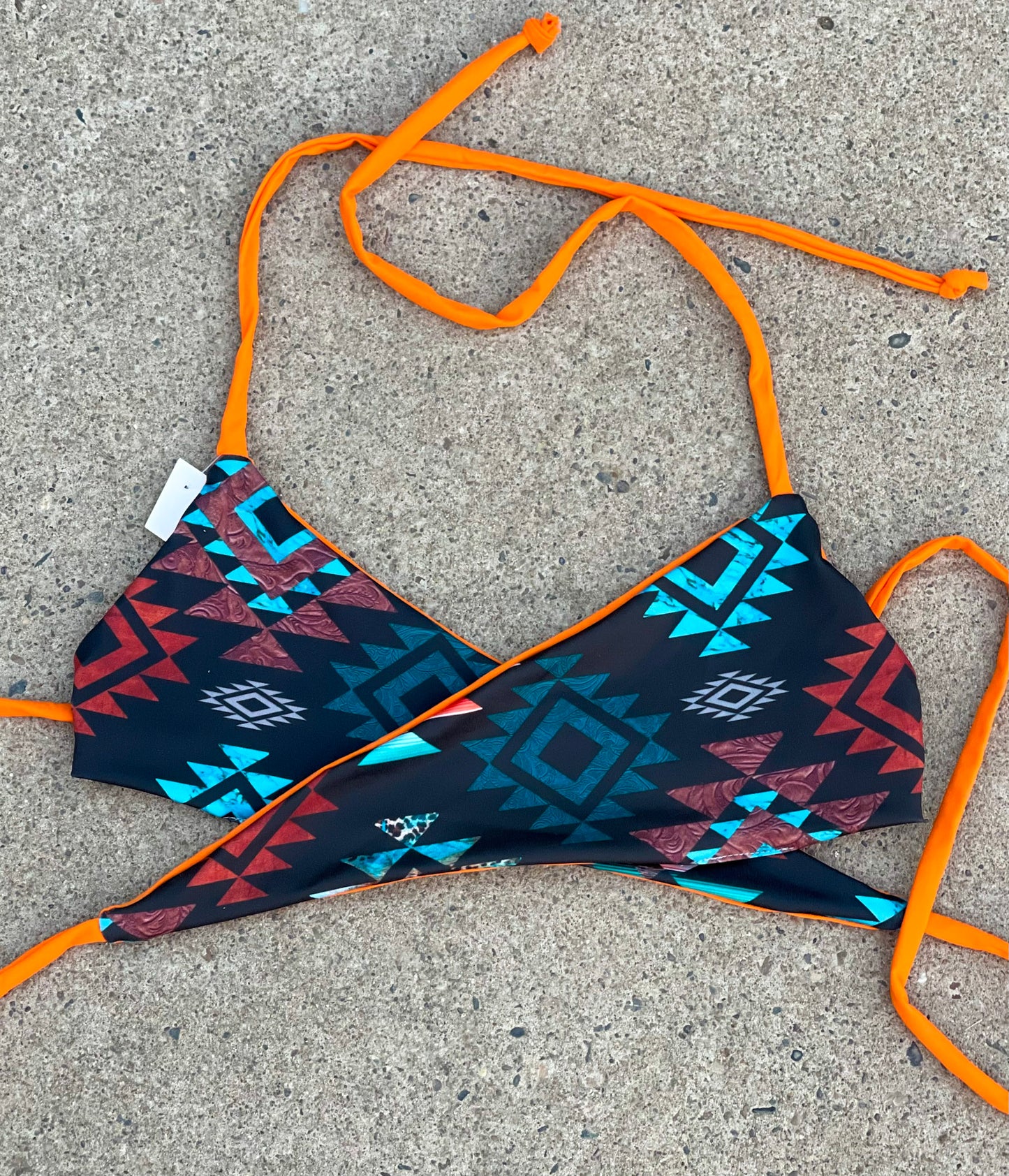 Neon Aztec Wrap Top
