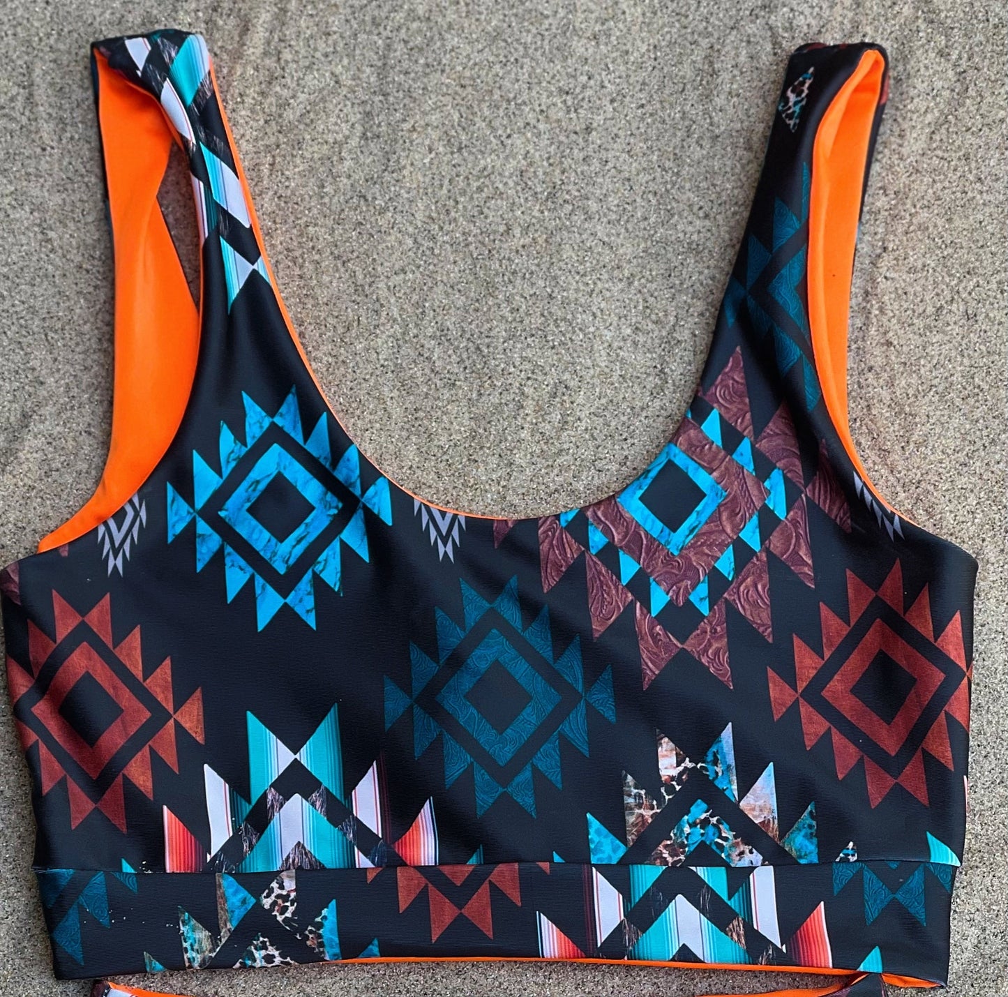 Orange Aztec Swim Top