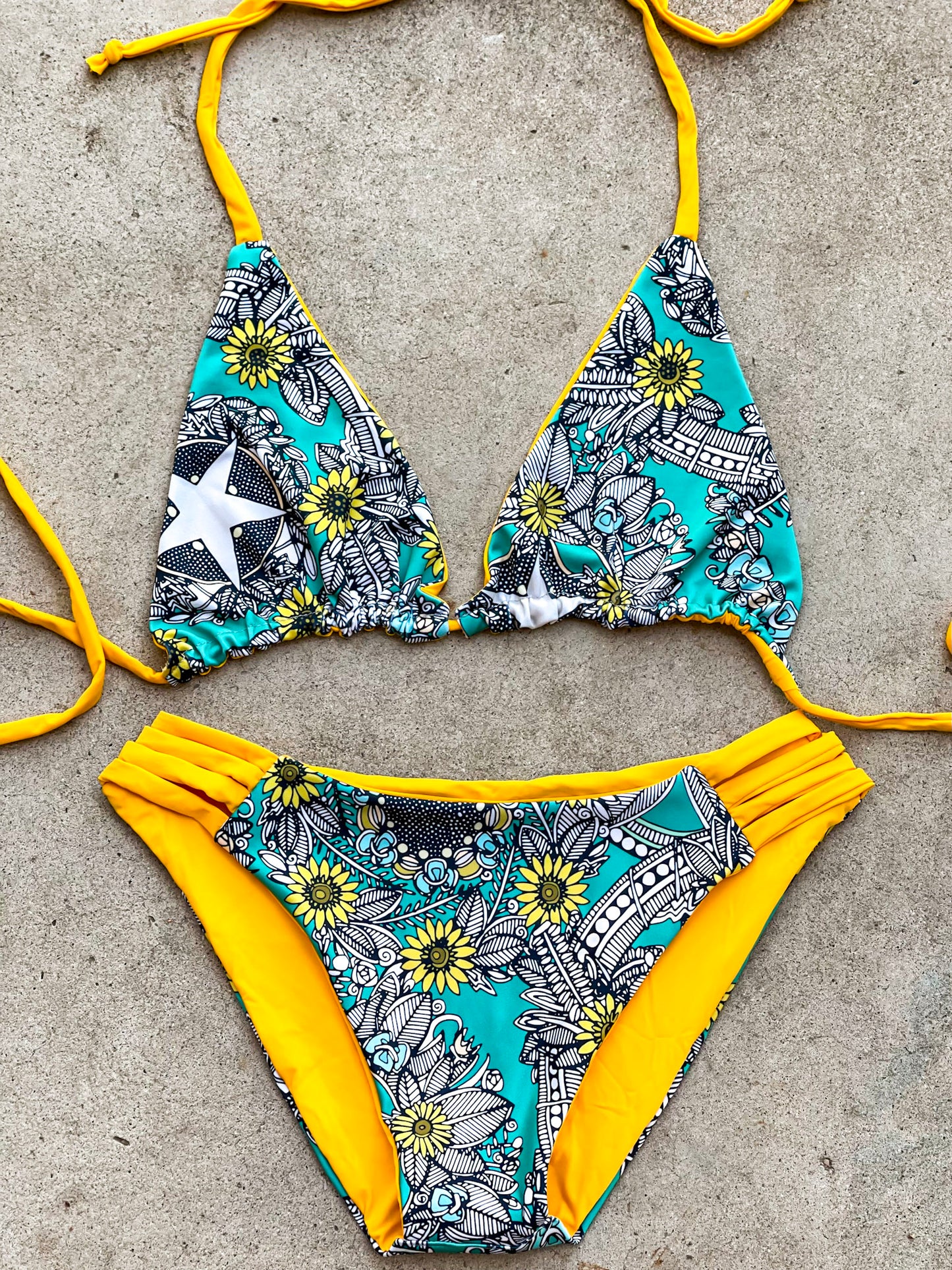 Turquoise Sunflower Swimsuit