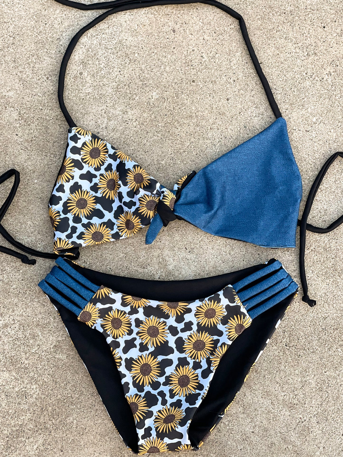 Sunflower Cow Print Jean Swimsuit