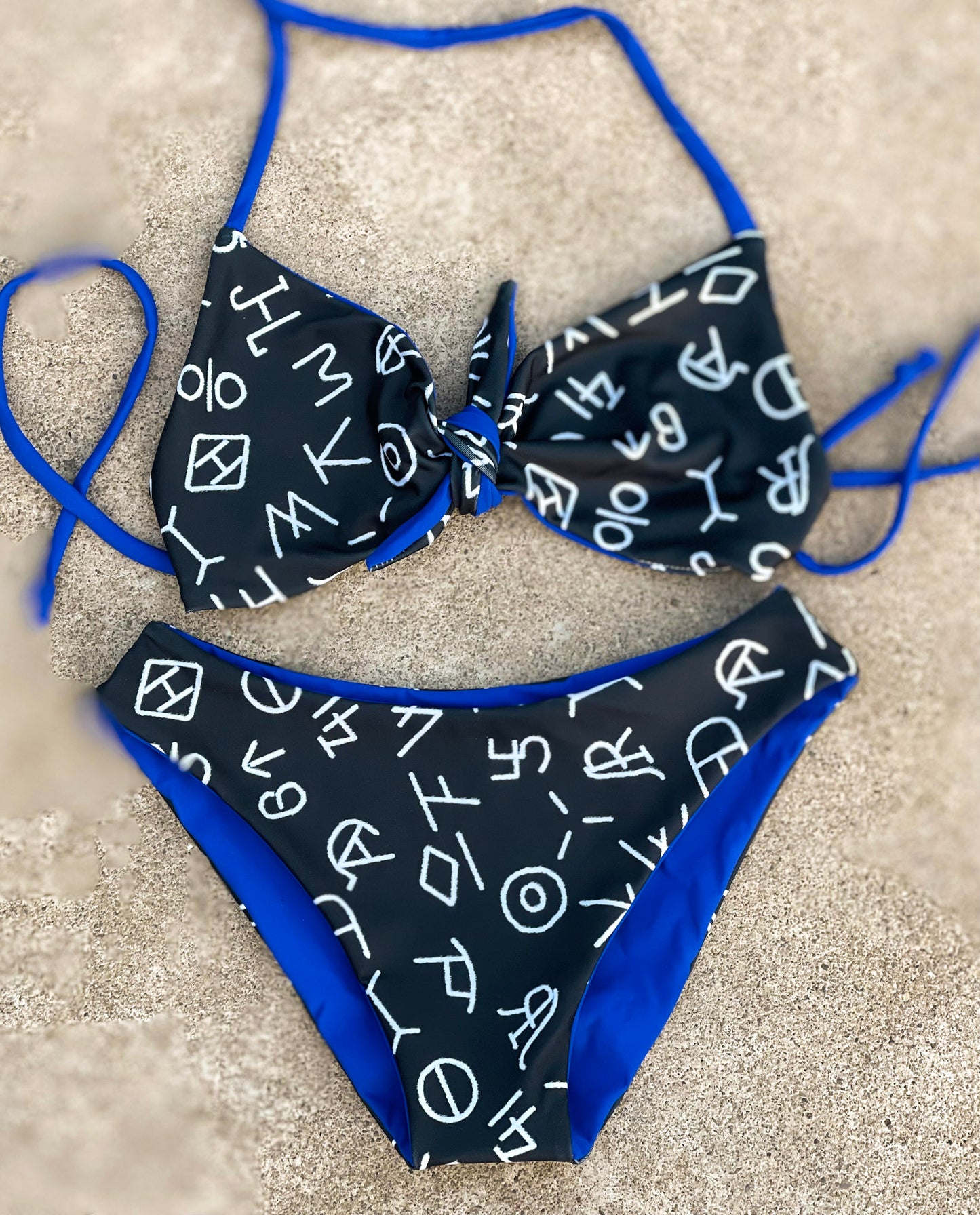 Black Branded Western Swimsuit