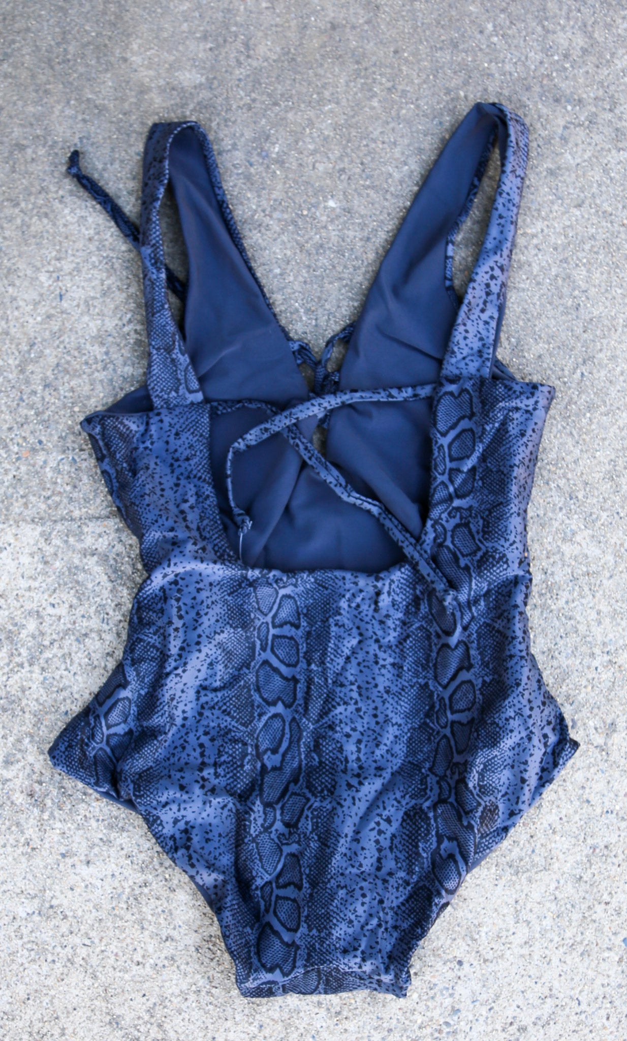 Gray Snakeskin One Piece Swimsuit