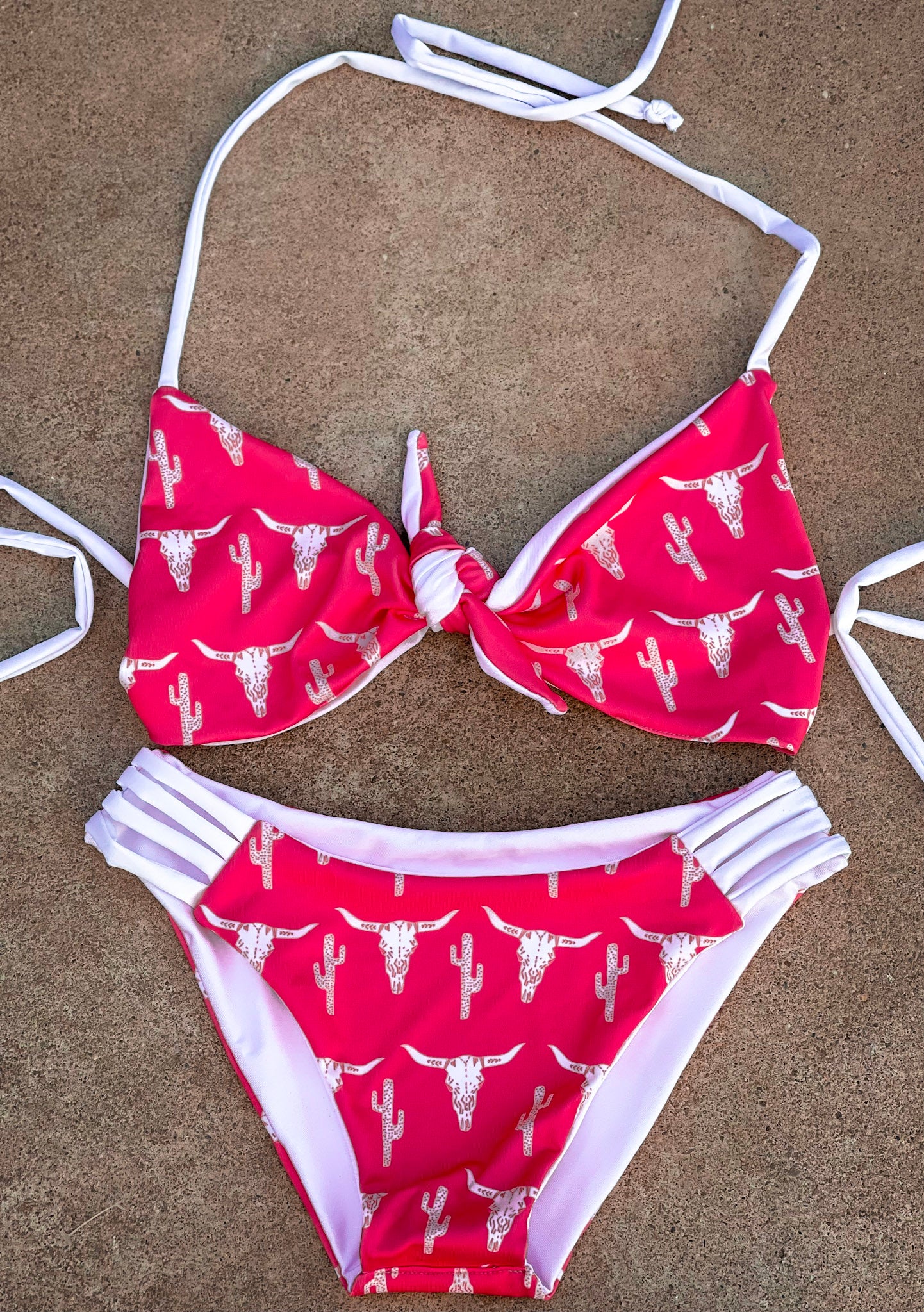 Coral Cowskull and Cactus Swimsuit