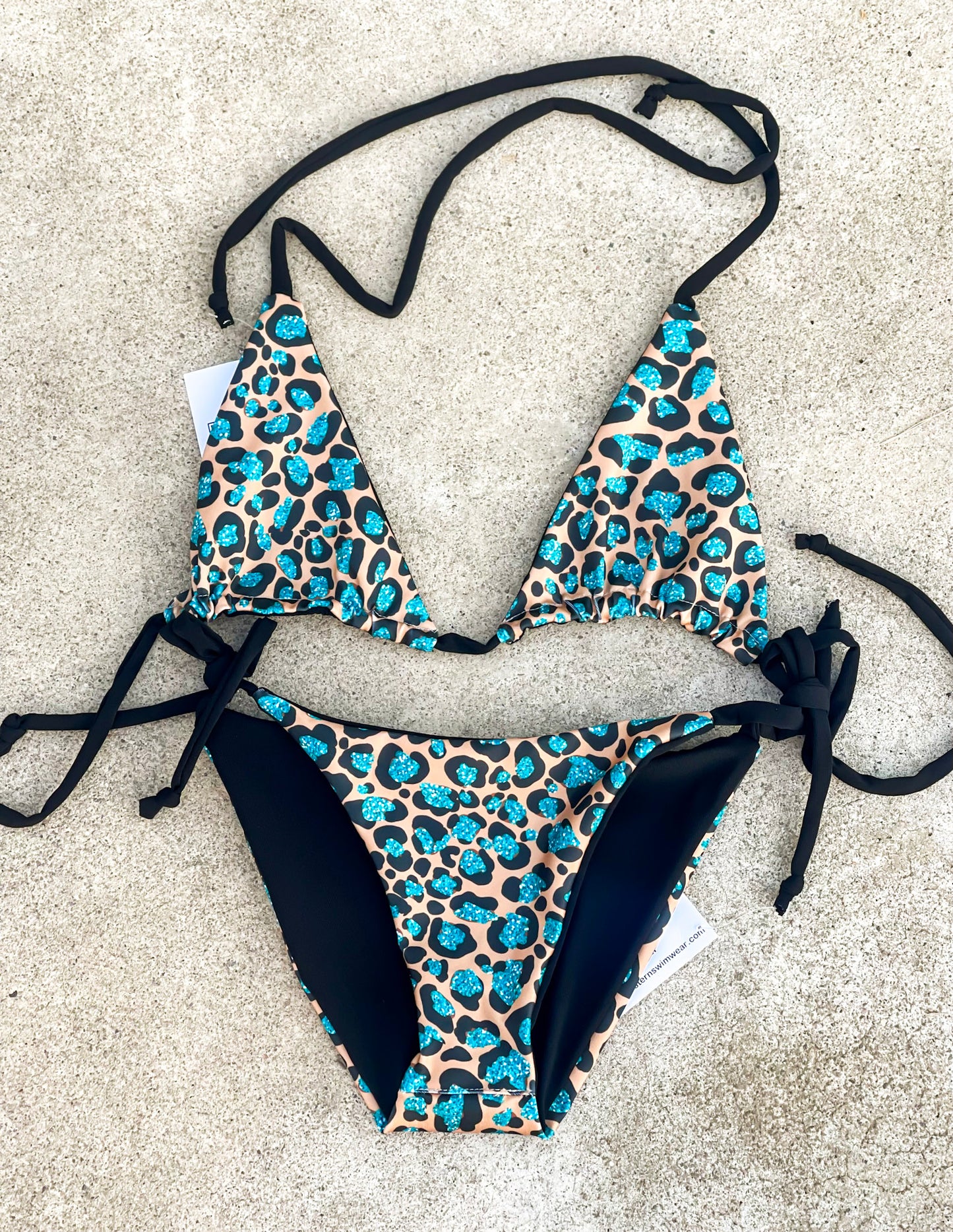 Turquoise Cheetah Glitter Swimsuit