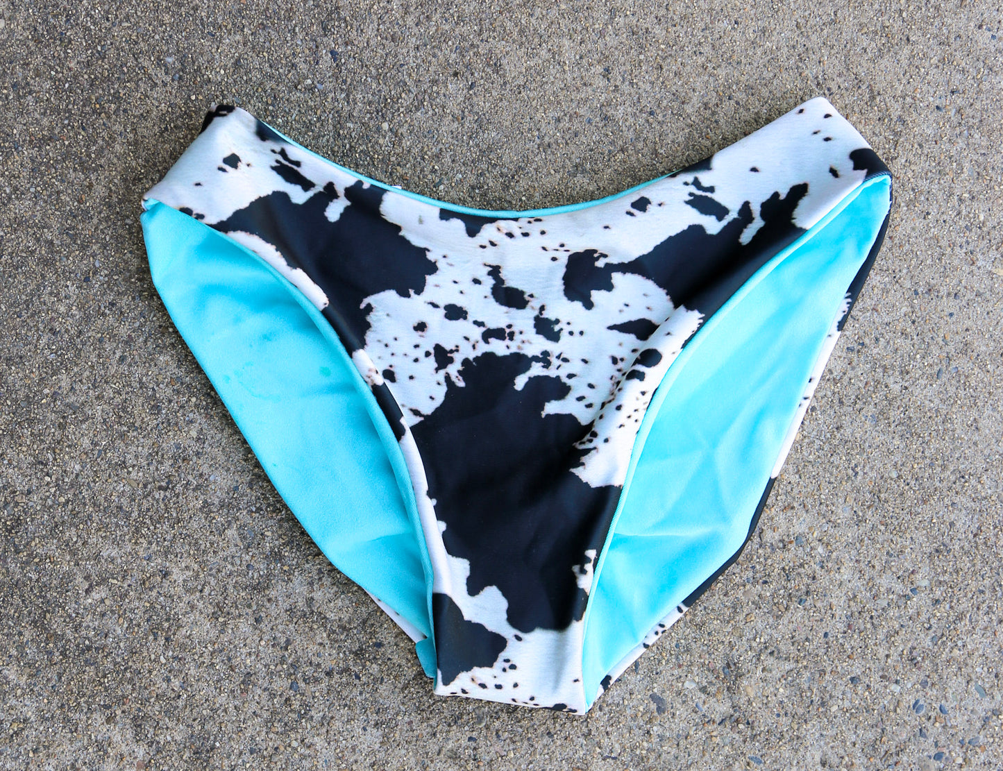 Cow Print and Turquoise Swimsuit
