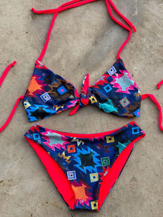 Aztec Neon Coral Swimsuit