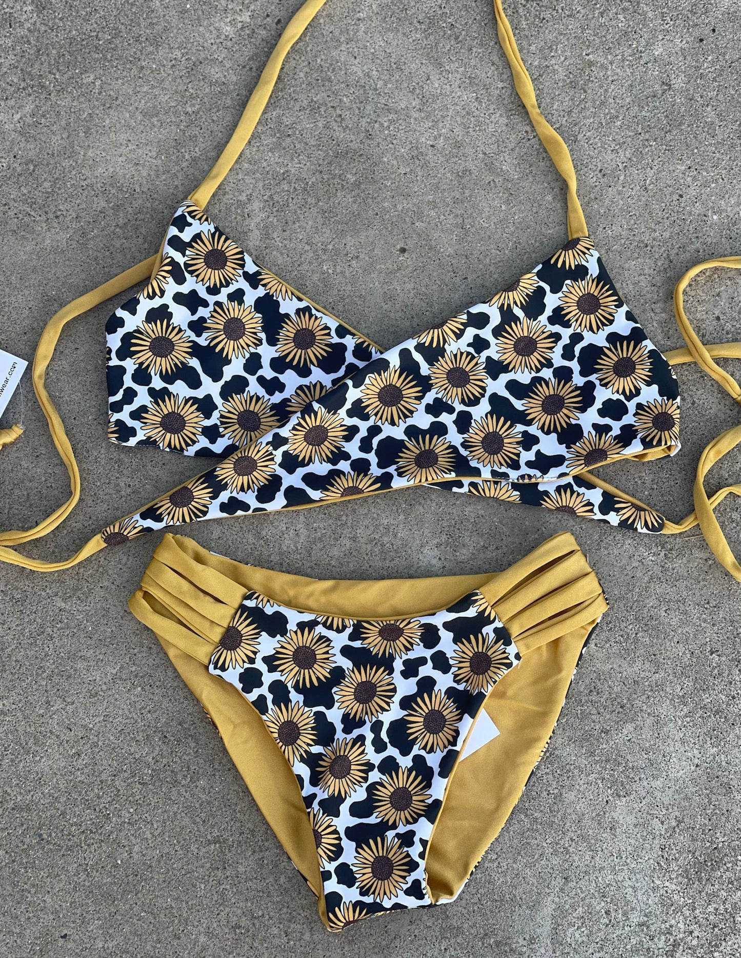 Gold Sunflower Cowprint Swimsuit