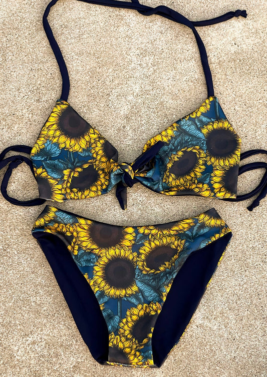 “Vintage Sunflower” Reversible Swimsuit