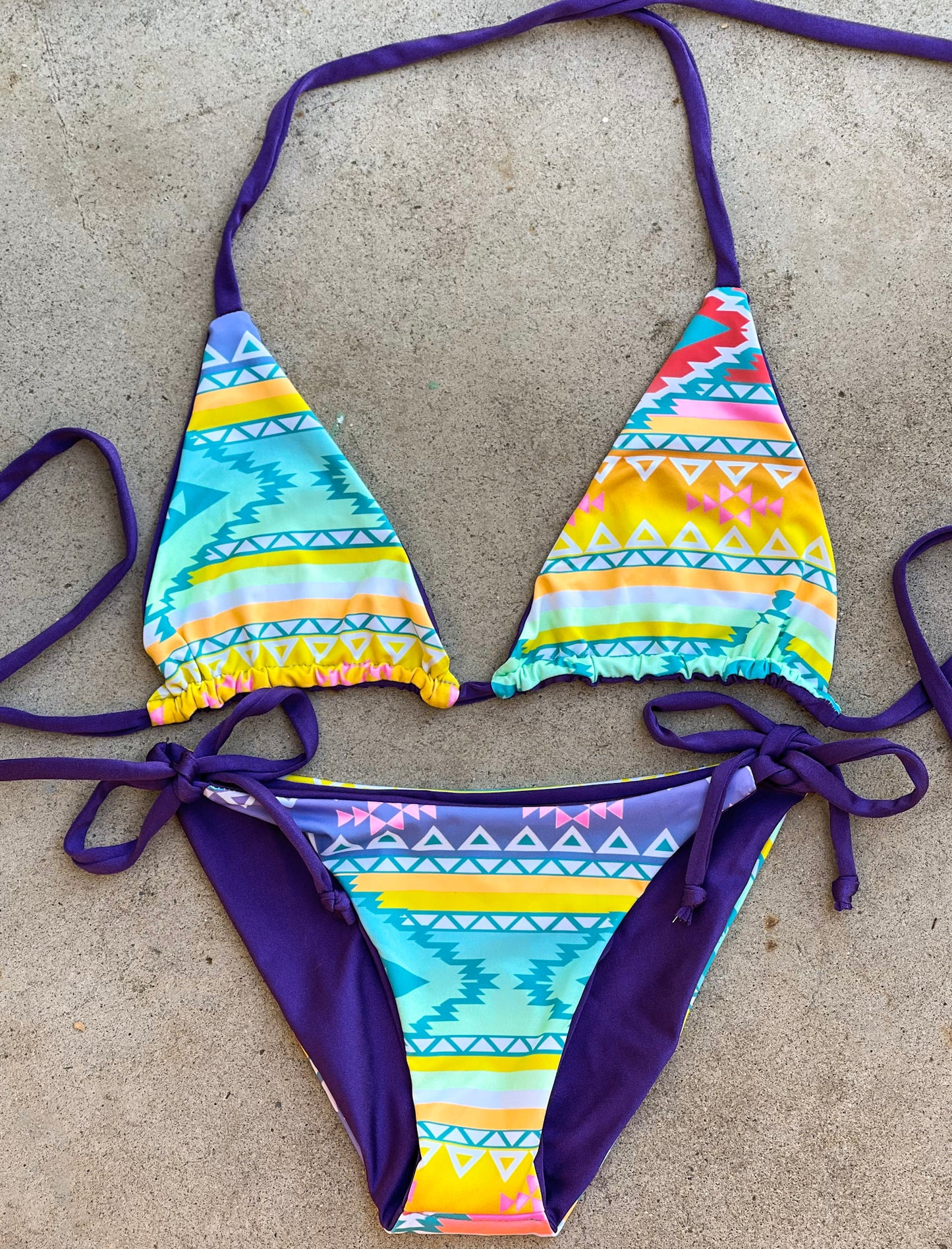 Neon Purple Aztec Swimsuit