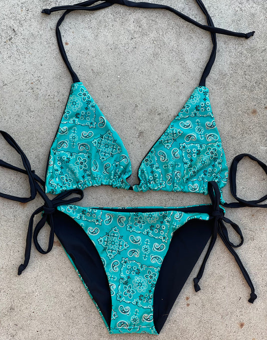 Black and Teal Paisley Swimsuit