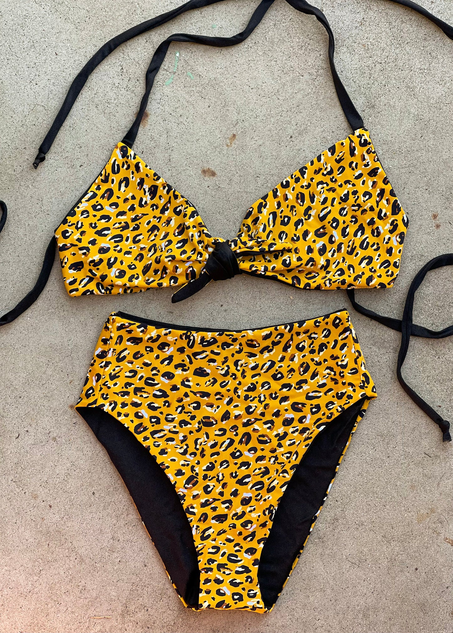 Mustard Cheetah Highwaist Swimsuit