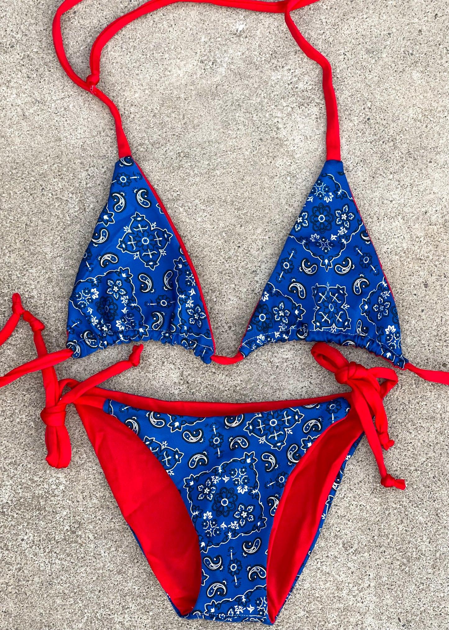Royal Blue and Red Paisley Swimsuit