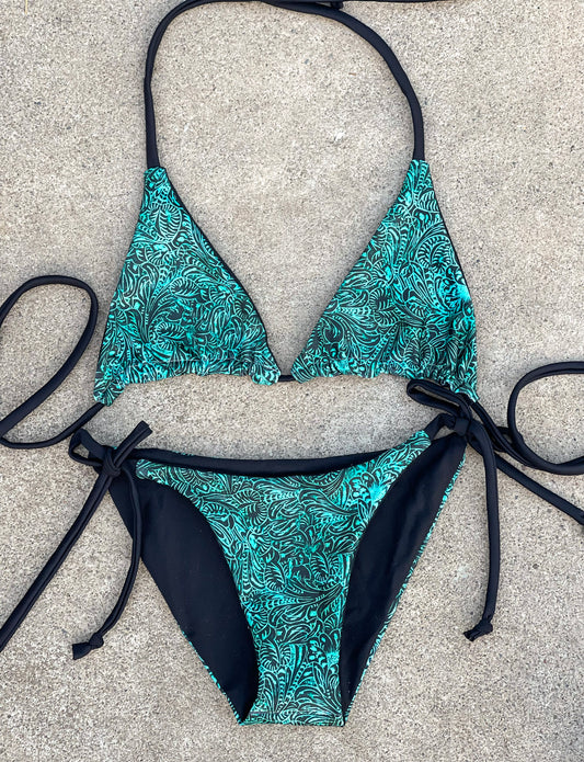 Turquoise Leather Swimsuit