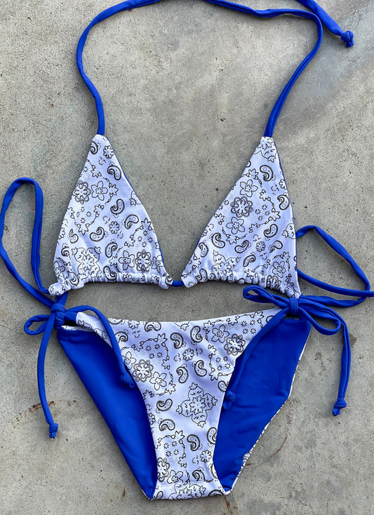 White Paisley and Royal Swimsuit