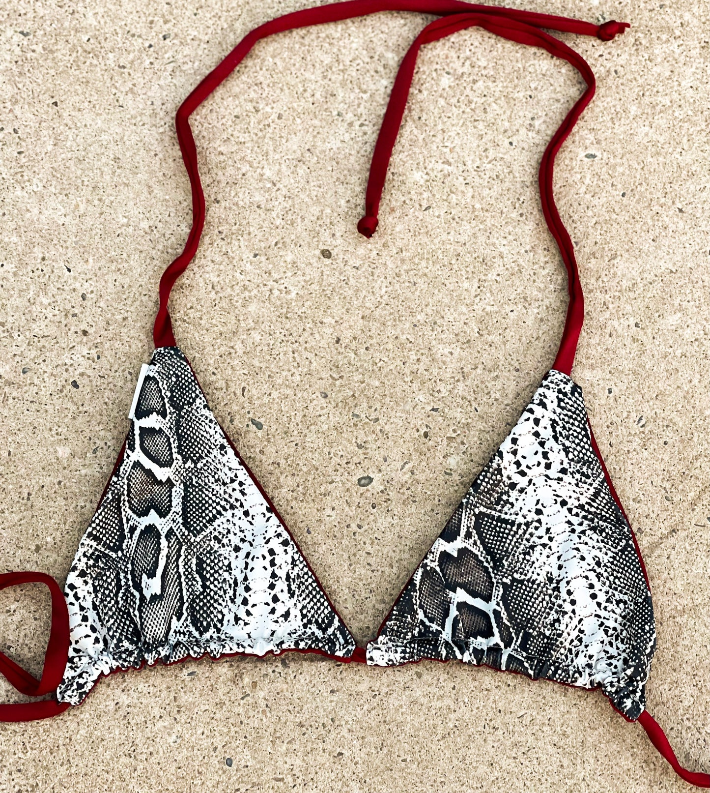 Snakeskin and Burgundy Triangle Top