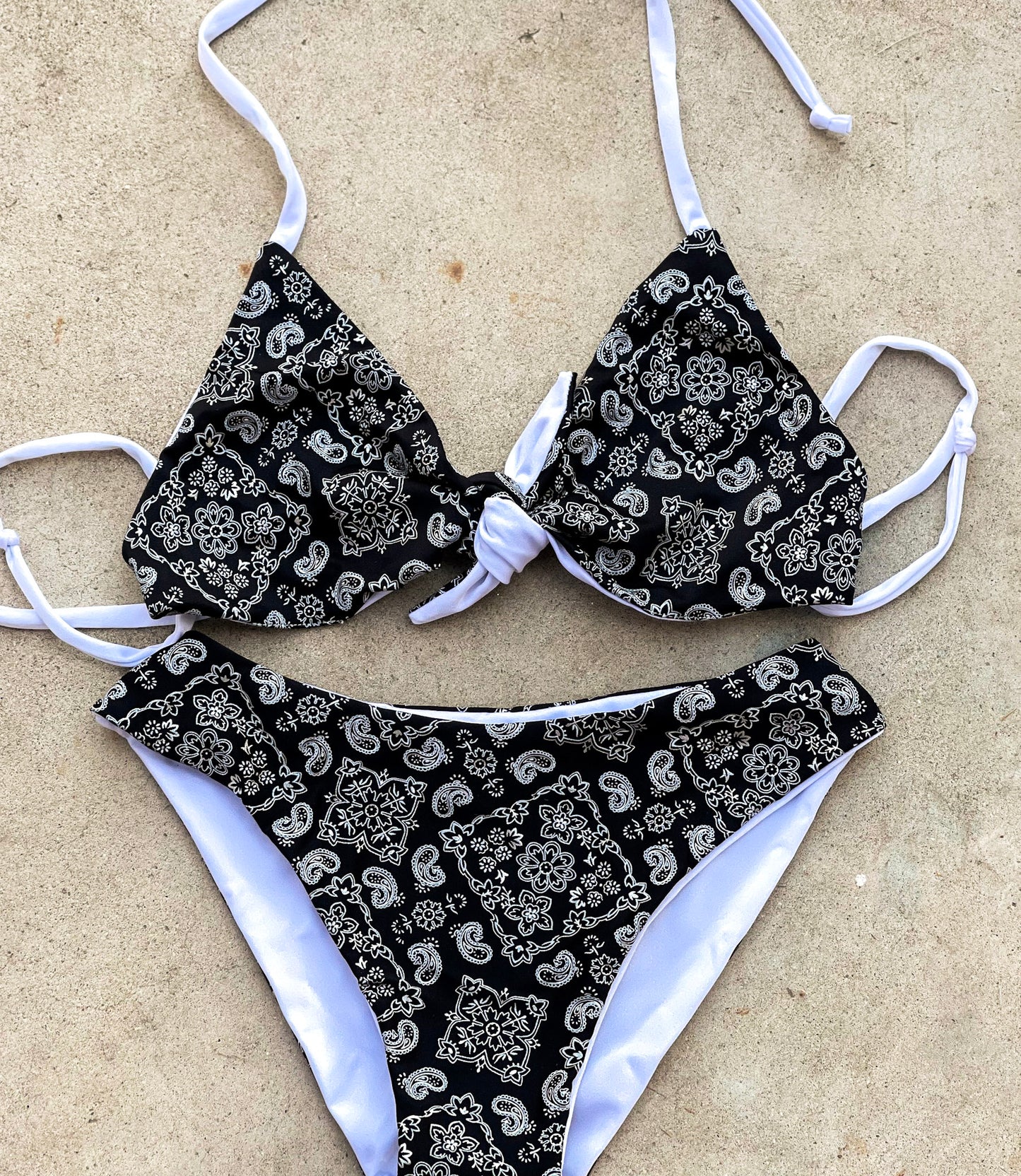 Black and White Paisley Swimsuit
