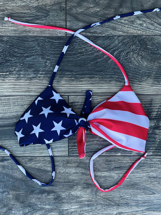 American Flag Bow Knot Top