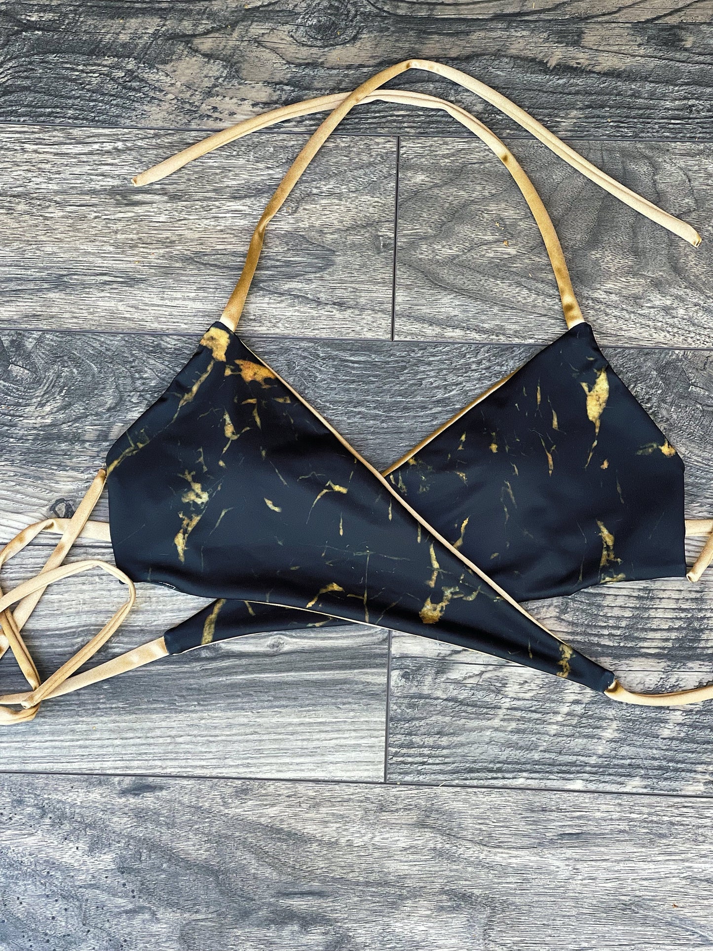 Reversible Gold Marble Wrap Top
