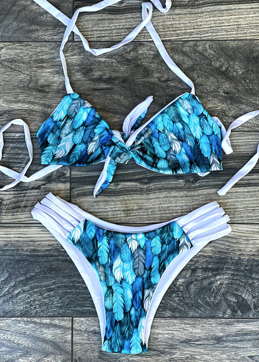 Reversible White Feather Bikini