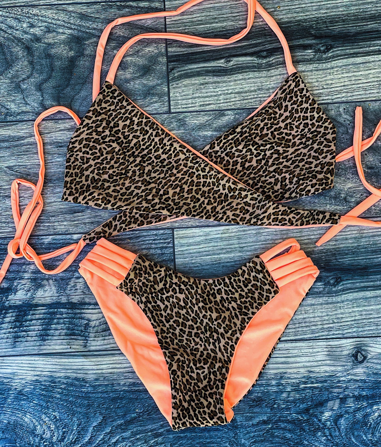 Reversible Leopard and Coral Bikini